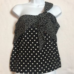 J. Crew One Shoulder Polka Dot Blouse